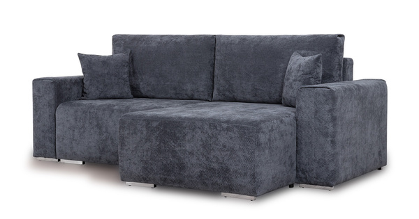 Диван-кровать угловой Оксфорд 713 композиция 1, шенилл MUZA 09 темно-синий, модульная система, сборка на любую сторону