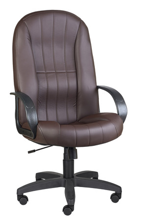 Кресло на колесах Гармония ультра кожзам коричневый, крестовина пластик, подлокотники пластик, механизм качания