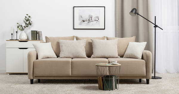 Диван-кровать прямой Дакота ТД 582 велюр Vendetta 02 кремовый, Riga 1598 z1 col 6 бежевый, Romeo 02