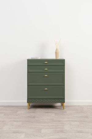 Комод Марион 16.249 дымчатый зеленый K521, олива шагрень AG 1050 ПВХ, белый PE шагрень