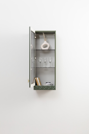 Шкаф навесной Марион 16.334 дымчатый зеленый K521, олива шагрень AG 1050 ПВХ (собирается на любую сторону)