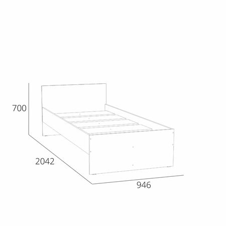 Кровать Симпл НМ 011.53-01 с жестким основанием ЛДСП (спальное место 90х200) белый фасадный