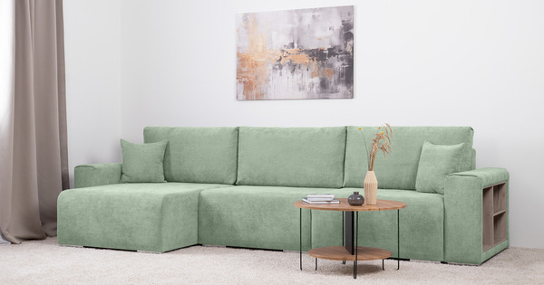 Диван-кровать угловой Оксфорд 715 композиция 2, STORM 9 мятный, модульная система, сборка на любую сторону