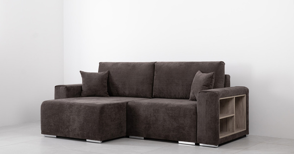 Диван-кровать угловой Оксфорд 711 композиция 6, Muza 06 темно-коричневый, модульная система, сборка на любую сторону