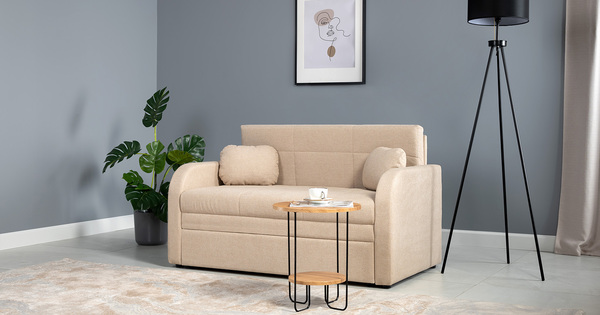 Диван-кровать прямой Тео (120) ТД 905 велюр Danco 130 светло-бежевый