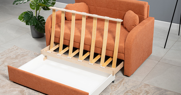 Диван-кровать прямой Тео (120) ТД 907 велюр Danco 412 светло-терракотовый